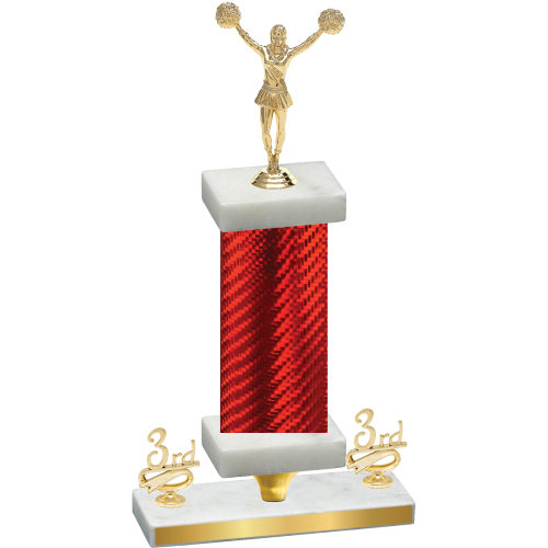 Premium Single Red Carbon Fiber Third Place Cheerleading Trophy