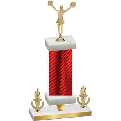 Premium Single Red Carbon Fiber Victory Cheerleading Trophy