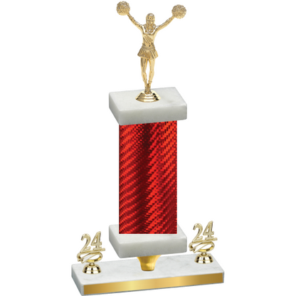 Premium Single Red Carbon Fiber Year Cheerleading Trophy