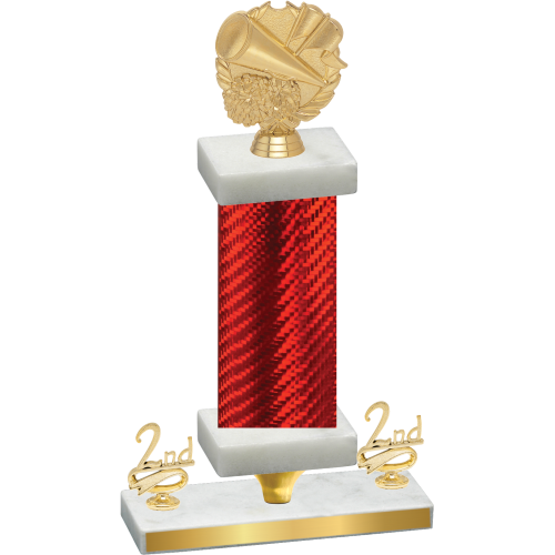 Premium Single Red Carbon Fiber Second Place Cheerleading Trophy