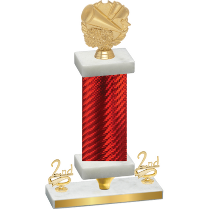 Premium Single Red Carbon Fiber Second Place Cheerleading Trophy