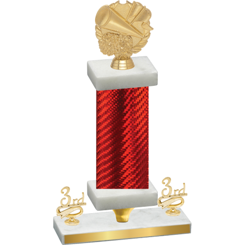 Premium Single Red Carbon Fiber Third Place Cheerleading Trophy