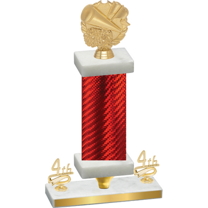 Premium Single Red Carbon Fiber Fourth Place Cheerleading Trophy