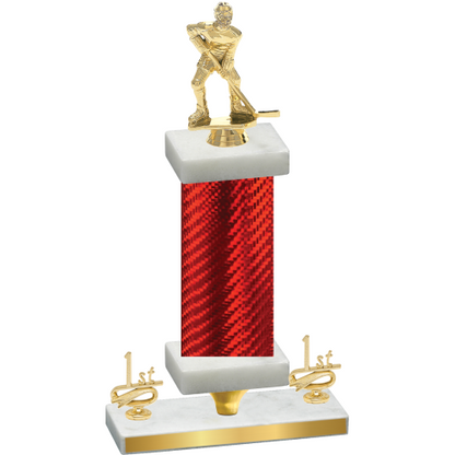 Premium Single Red Carbon Fiber First Place Hockey Trophy