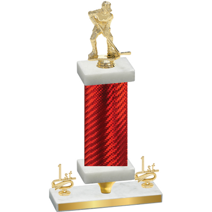 Premium Single Red Carbon Fiber First Place Hockey Trophy