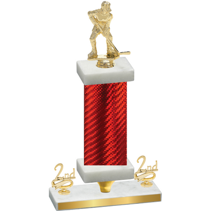 Premium Single Red Carbon Fiber Second Place Hockey Trophy