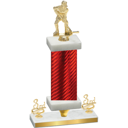 Premium Single Red Carbon Fiber Third Place Hockey Trophy