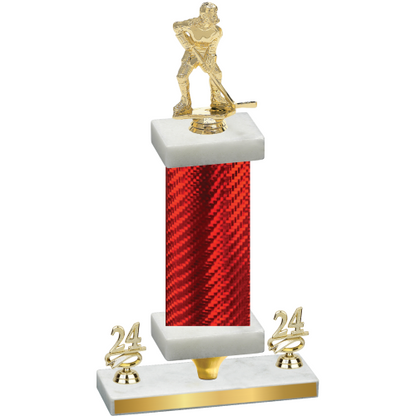 Premium Single Red Carbon Fiber Year Hockey Trophy