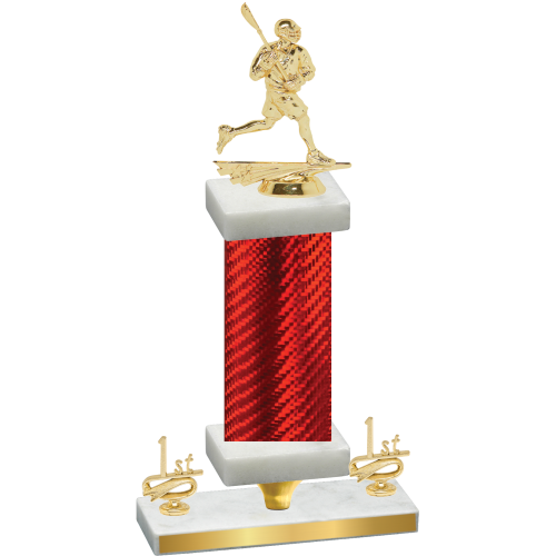 Premium Single Red Carbon Fiber First Place Lacrosse Trophy