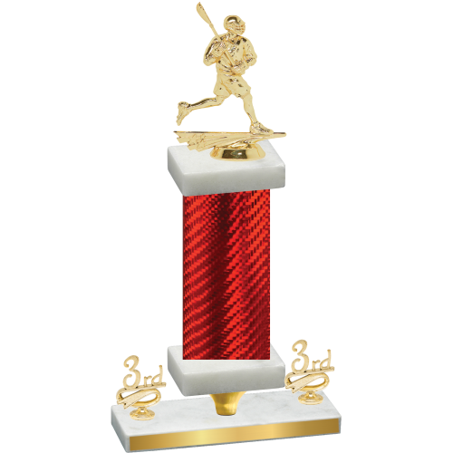 Premium Single Red Carbon Fiber Third Place Lacrosse Trophy