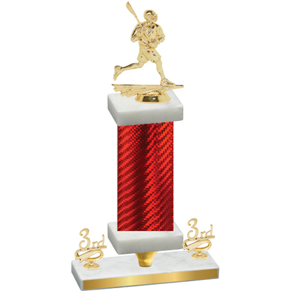 Premium Single Red Carbon Fiber Third Place Lacrosse Trophy