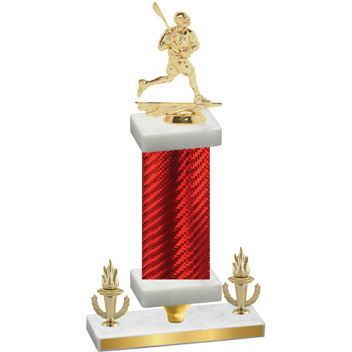 Premium Single Red Carbon Fiber Victory Lacrosse Trophy