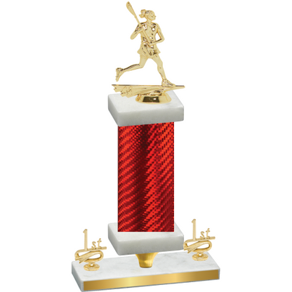 Premium Single Red Carbon Fiber First Place Lacrosse Trophy