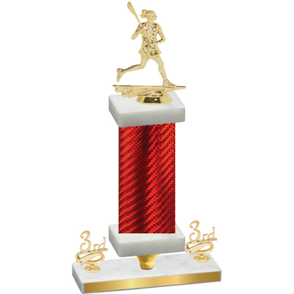 Premium Single Red Carbon Fiber Third Place Lacrosse Trophy