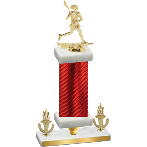 Premium Single Red Carbon Fiber Victory Lacrosse Trophy