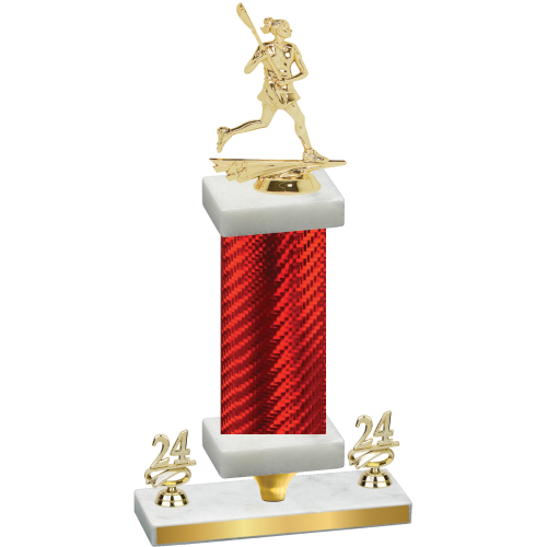 Premium Single Red Carbon Fiber Year Lacrosse Trophy