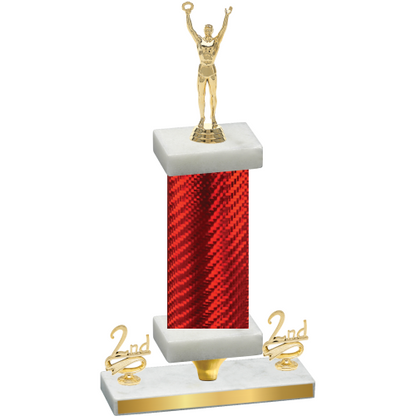 Premium Single Red Carbon Fiber Second Place Victory Trophy