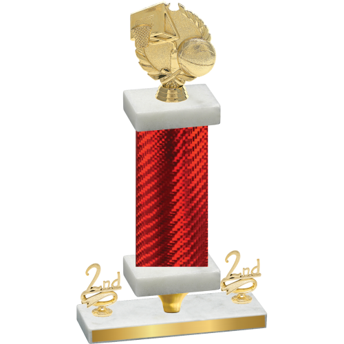 Premium Single Red Carbon Fiber Second Place Basketball Trophy