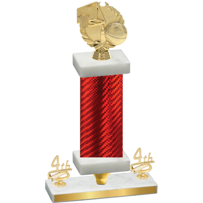 Premium Single Red Carbon Fiber Fourth Place Basketball Trophy