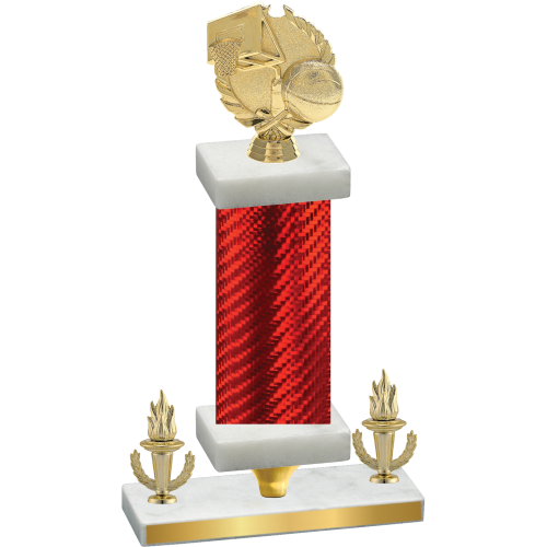 Premium Single Red Carbon Fiber Victory Basketball Trophy