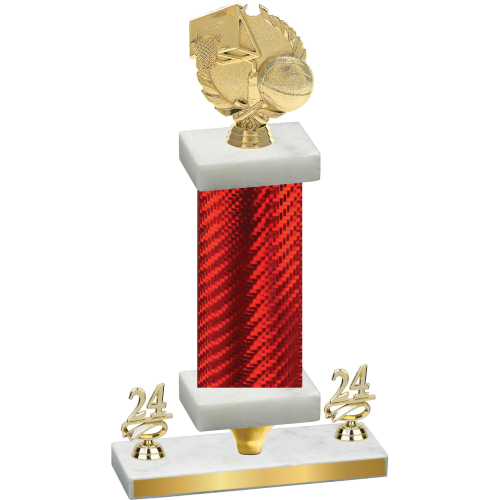 Premium Single Red Carbon Fiber Year Basketball Trophy