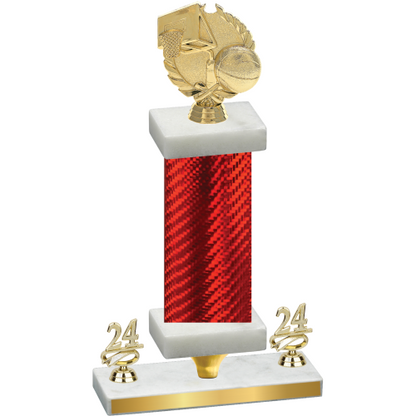 Premium Single Red Carbon Fiber Year Basketball Trophy