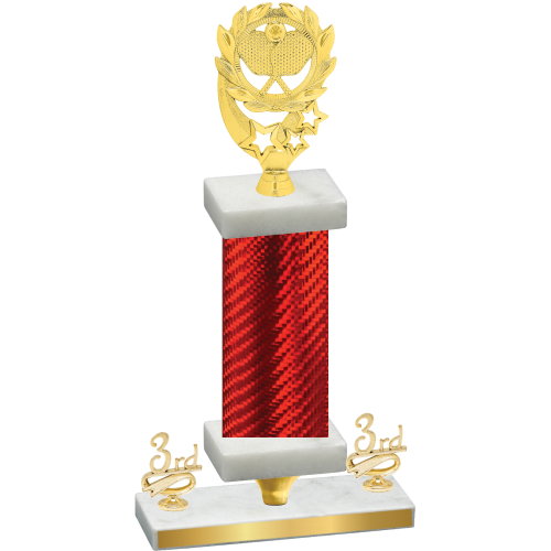 Premium Single Red Carbon Fiber Third Place Pickleball Trophy