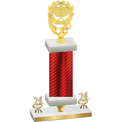 Premium Single Red Carbon Fiber Year Pickleball Trophy