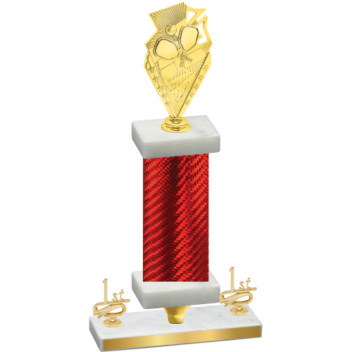 Premium Single Red Carbon Fiber First Place Pickleball Trophy