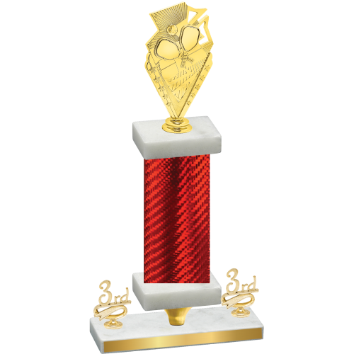 Premium Single Red Carbon Fiber Third Place Pickleball Trophy