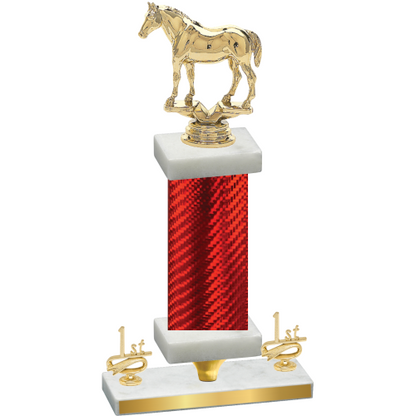 Premium Single Red Carbon Fiber First Place Horses Trophy