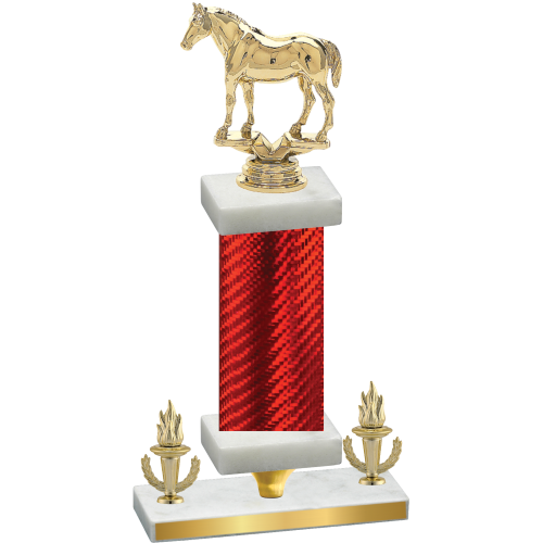 Premium Single Red Carbon Fiber Victory Horses Trophy