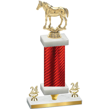 Premium Single Red Carbon Fiber Year Horses Trophy