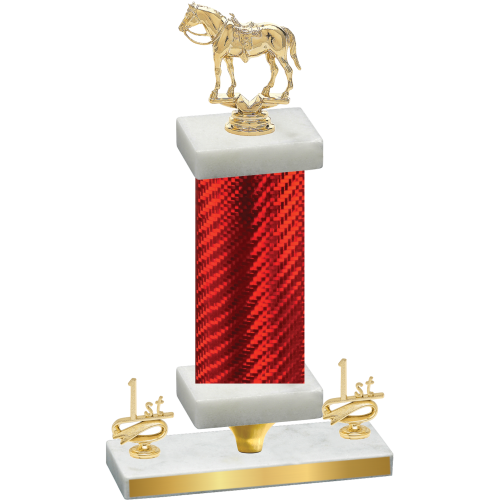 Premium Single Red Carbon Fiber First Place Horses Trophy