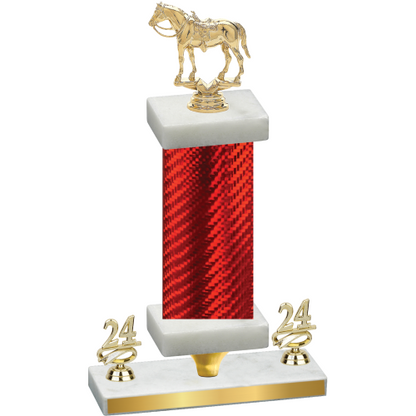 Premium Single Red Carbon Fiber Year Horses Trophy