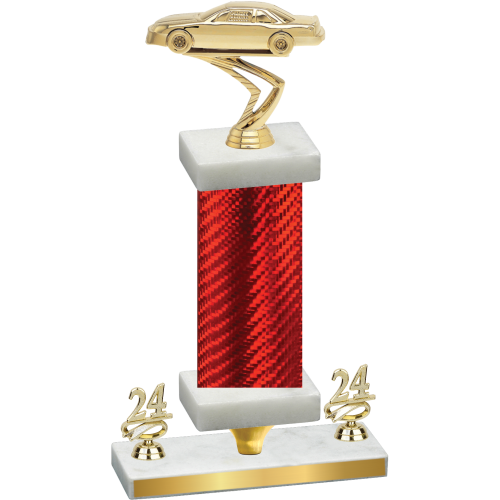 Premium Single Red Carbon Fiber Year Cars Trophy