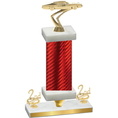 Premium Single Red Carbon Fiber Second Place Cars Trophy