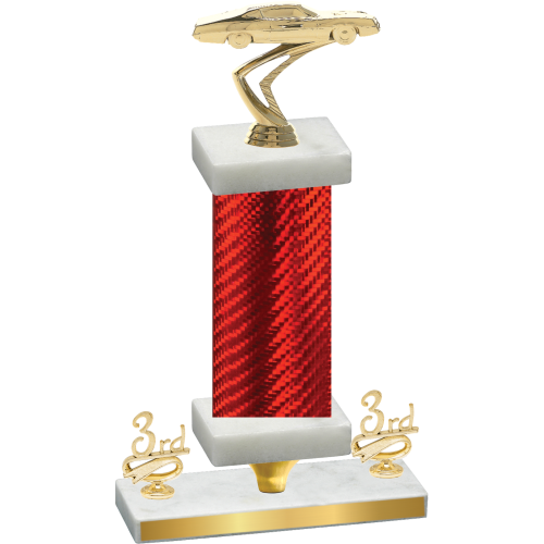 Premium Single Red Carbon Fiber Third Place Cars Trophy