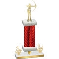 Premium Single Red Carbon Fiber Third Place Archery Trophy