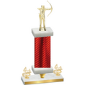 Premium Single Red Carbon Fiber Fourth Place Archery Trophy