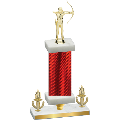 Premium Single Red Carbon Fiber Victory Archery Trophy