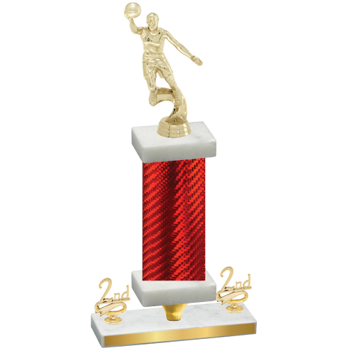 Premium Single Red Carbon Fiber Second Place Basketball Trophy