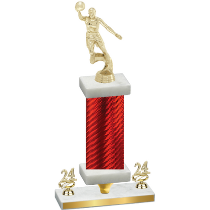 Premium Single Red Carbon Fiber Year Basketball Trophy