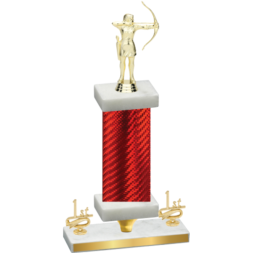 Premium Single Red Carbon Fiber First Place Archery Trophy