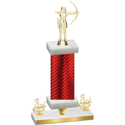 Premium Single Red Carbon Fiber Third Place Archery Trophy