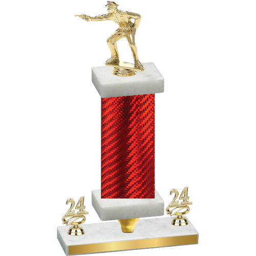 Premium Single Red Carbon Fiber Year Shooter Trophy