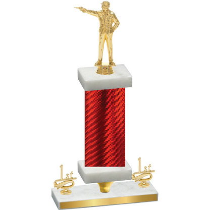 Premium Single Red Carbon Fiber First Place Shooter Trophy