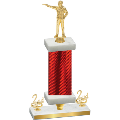 Premium Single Red Carbon Fiber Second Place Shooter Trophy