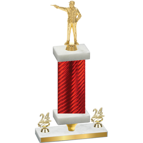 Premium Single Red Carbon Fiber Year Shooter Trophy