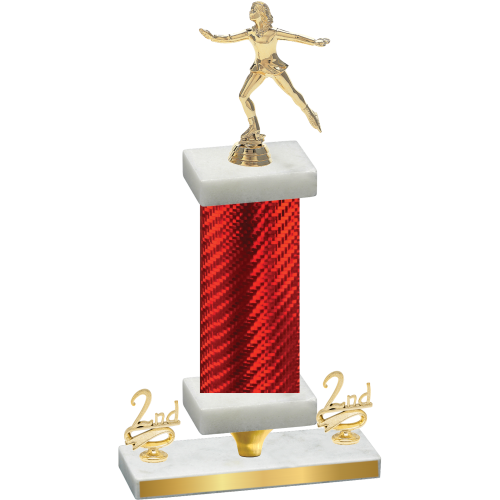 Premium Single Red Carbon Fiber Second Place Skater Trophy